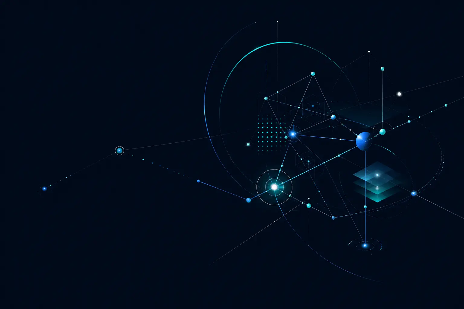 Abstract network showing connected technology systems